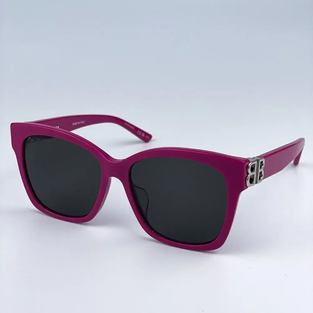 SALE! NEW Balenciaga BB0102SA 013 Fuchsia Pink Grey Square Women Sunglasses